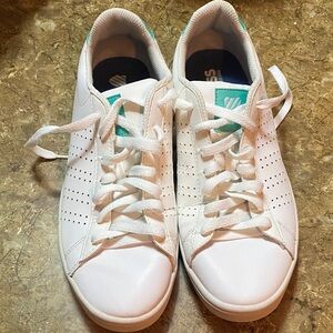 K-Swiss White Sneakers with Teal Accent